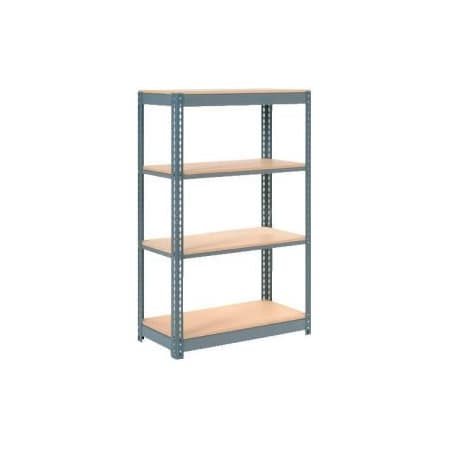 Heavy Duty Shelving 36W X 24D X 60H With 4 Shelves - Wood Deck - Gray